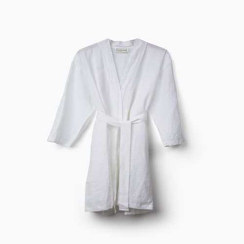 BOKSER French Linen Robe, Small/Medium 48" L, White